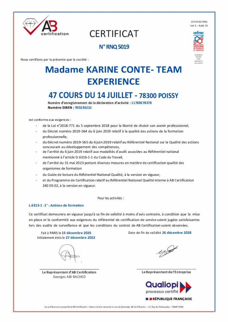 Qualiopi management formation santé sécurité conditions de travail harcèlement 